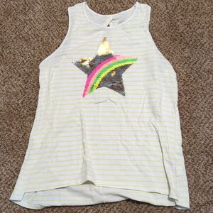 Girls Wonder Nation yellow and white striped tank top with sequins size XXL/18